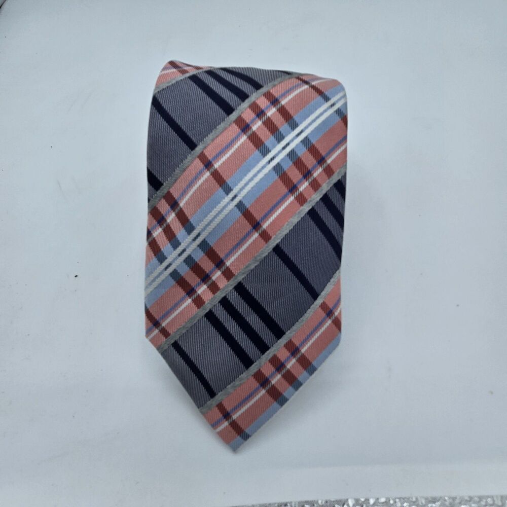 Alexander Julian Colours Men's Neck Tie 57”x3” Grey pink blue Geometric Vintage